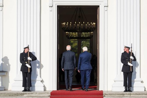 Joe Biden (46th President of the United States) is received by Frank-Walter Steinmeier (President
