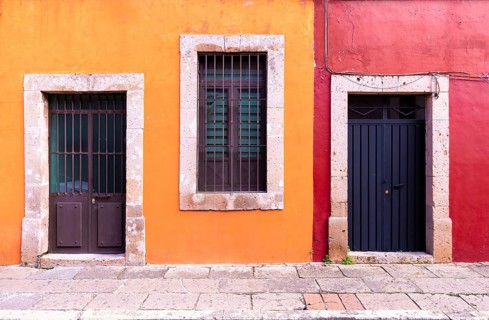 Mexico, Morelia tourist attraction colorful streets and colonial houses in historic center, Central