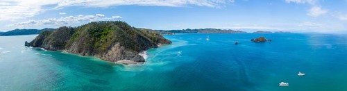 Aerial view, tropical island in the turquoise ocean, Tortuga Island, Puntarenas, Costa Rica,