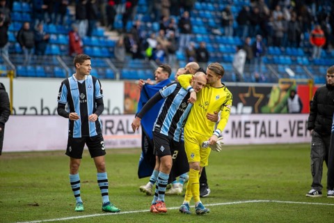 Football 3rd division, 2024/25 season, matchday 24: Waldhof Mannheim vs. Hansa Rostock***Joy and