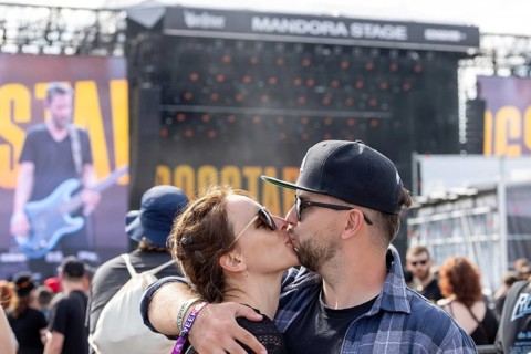 Adenau, Germany, 8 June 2024: Fans enjoy Dogstar (bass, Keanu Reeves) at Rock am Ring. The festival