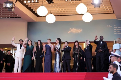 Cannes, France, 25.5.2024: Jury members Pierfrancesco Favino (Italian actor), Lily Gladstone (US