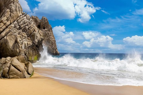 Scenic Los Cabos travel destination Playa del Divorcio, Divorce Beach located near famous Arch of
