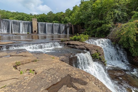 A. A. Miller dam and the upper section of Desoto Falls on the Little River at Desoto State park