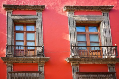 Mexico City streets in historic center near Zocalo Square
