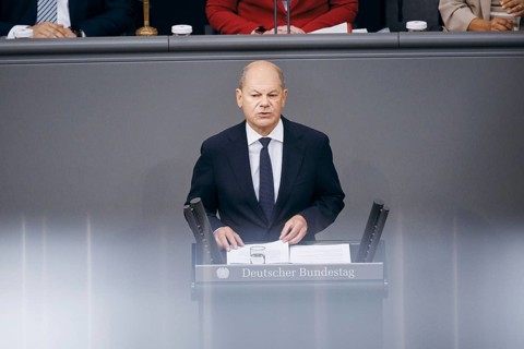 Federal Chancellor Olaf Scholz, (SPD), recorded during a government statement in the German
