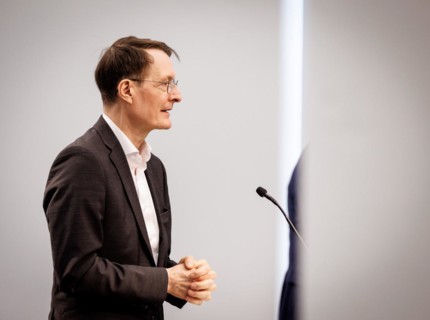 Prof Karl Lauterbach (SPD), Federal Minister of Health, at a press conference on the talks with