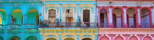 Scenic colorful Old Havana streets in historic city center (Havana Vieja) near Paseo El Prado and