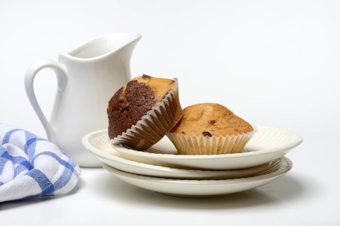 Chocolate muffins, chocolate muffins on a plate