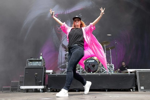 Adenau, Germany, 7 June 2024: Guano Apes with singer Sandra Nasic play at Rock am Ring. The