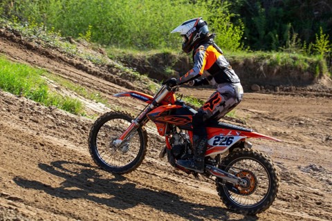 Motocross rider on the motocross track in Walldorf, Baden