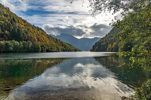 Lake Lago di Levico in Valsugana, Trentino, Italy, Europe