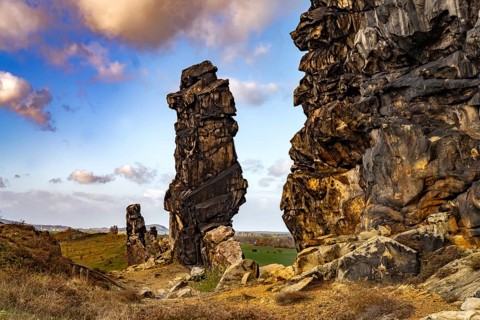 The Devil's Wall rock formation in the Harz district near Thale and Weddersleben, Saxony-Anhalt,