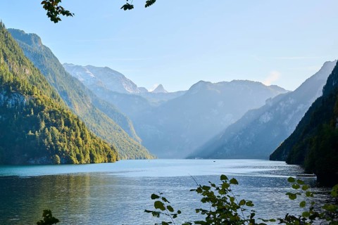 Lake Koenigssee in autumn, Alps, Bavaria, Germany, Europe