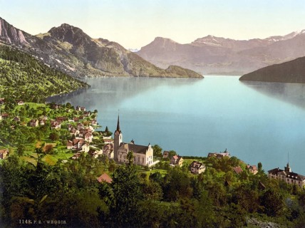 Weggis, municipality in the canton of Lucerne, Lake Lucerne, Switzerland, Historical, digitally