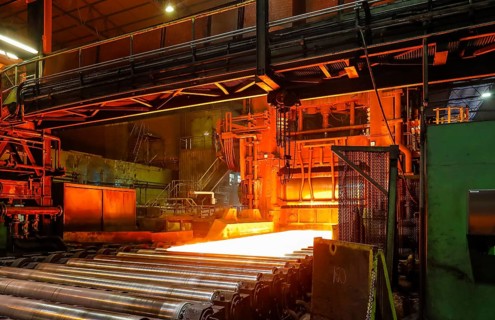ThyssenKrupp Steel, steel production in the Duisburg-Hüttenheim heavy plate plant, Duisburg, Ruhr