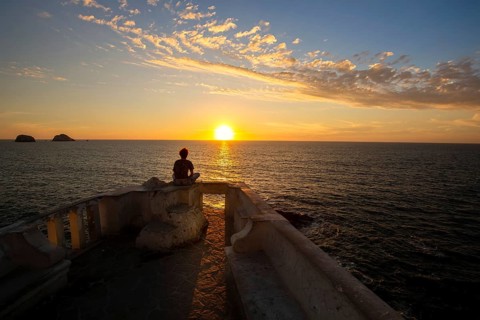Famous Mazatlan sea promenade, El Malecon, with ocean lookouts and scenic landscapes