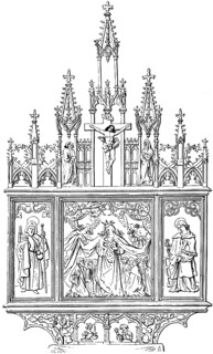 Altar in the Agustinian monastery or Augustinian church in Nuremberg, biblical scenes, crucifixion