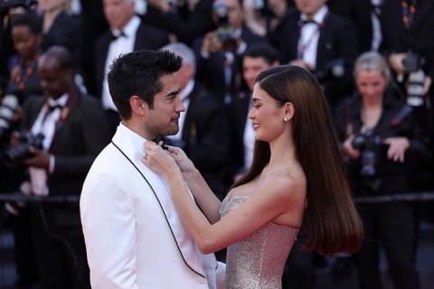 Cannes, France, 25 May 2024: Jeremy Jauncey and Pia Wurtzbach Jauncey at the closing ceremony on