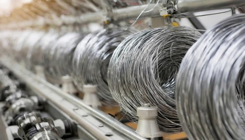 Metal, material, various stainless steel wires on a roll