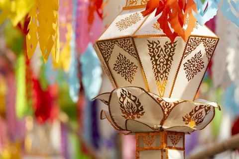Numerous lanterns at Golden Mount at the turn of the year, Bangkok, Thailand, Asia