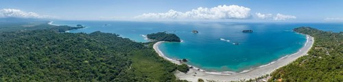 Aerial view, coast and rainforest, Corrohoe Bay and Playa Espadilla, Manuel Antonio National Park,