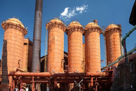 Birmingham, Alabama - Hot blast stoves at the Sloss Furnaces National Historic Landmark. The