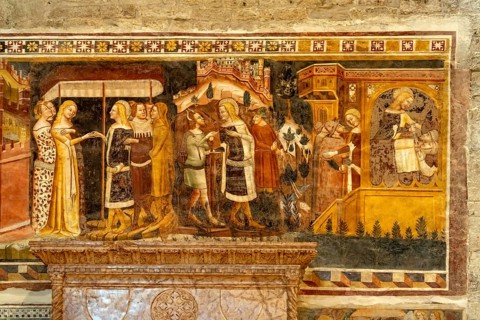 Frescoes in the interior of Trento Cathedral or San Vigilio Cathedral, Trento, Trentino, Italy,