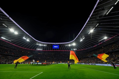 Overview, flag waving in front of the start of the match, German flags, flags, UEFA Nations League