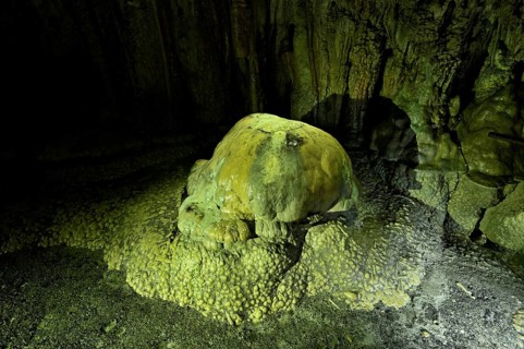 Arched turtle, calcite formation, landmark of the grotto, stalactite cave, Höllgrotten, Baar,