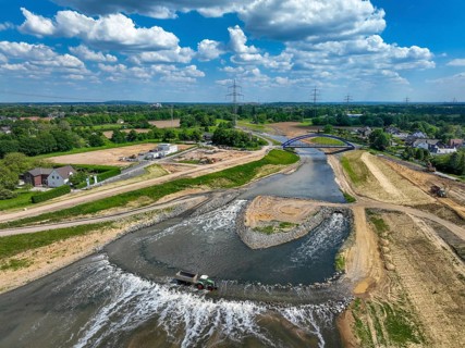 Dinslaken, Voerde, North Rhine-Westphalia, Germany, renaturalisation of the Emscher. Inlet to the