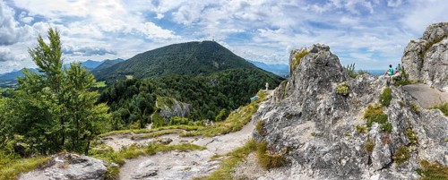 View from the summit of Nockstein to Gaisberg, Osterhorngruppe, Flachgau, Land Salzburg, Austria,