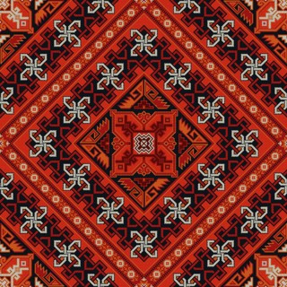 Traditional Georgian folk art embroidery vector pattern