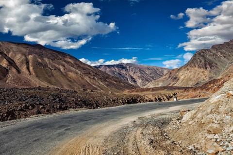 Manali-Leh road to Ladakh in Indian Himalayas near Baralacha-La pass. Himachal Pradesh, India, Asia