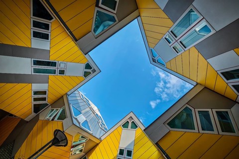 ROTTERDAM, NETHERLANDS, MAY 11, 2017: Cube houses, innovative cube-shaped houses designed by