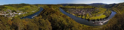 Panoramic view of the meandering Moselle from the Prinzenkopf Tower, Pünderich,