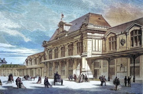 The Railway Station of Orleans, 1869, France, Historic, digitally restored reproduction of an