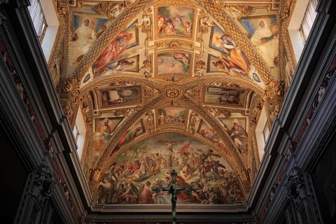 Ceiling of the church in the Certosa di San Martino on Vomero above Naples, Campania, Italy, Europe