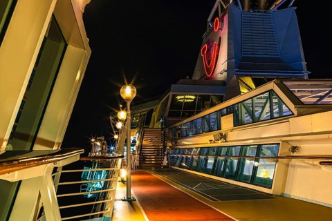 TUI Marella Discovery Cruise Ship at night, Majorca, Spain, Europe