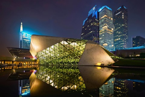 GUANGZHOU, CHINA, APRIL 27, 2018: Guangzhou Opera House designed by famous Iraqi architect
