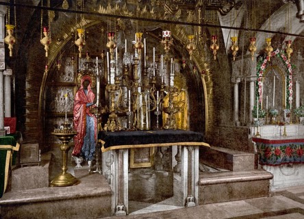 Der Kalvarienberg und der griechische Altar, Jerusalem, Heiliges Land, Israel, ca. 1890, Historic,
