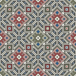 Traditional Georgian folk art embroidery vector pattern