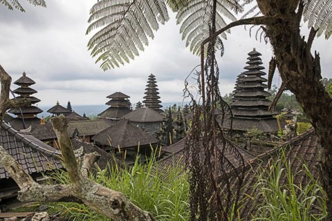 Pura Besakih, largest and holiest temple of Hindu religion in Bali on the slopes of Mount Agung,