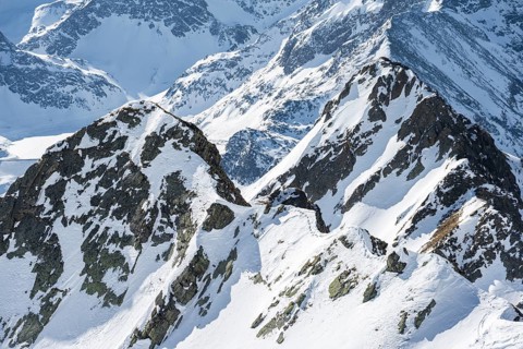 Peaks and mountains in winter, Sellraintal, Stubai Alps, Kühtai, Tyrol, Austria, Europe
