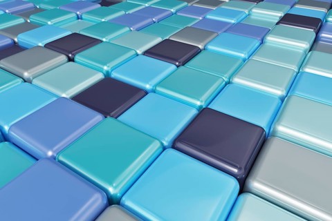 Abstract background of multicolored colorful blue shades cubes
