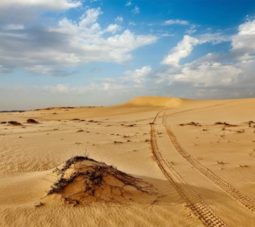 Desert sand dunes on sunrise, Mui Ne, Vietnam, Asia