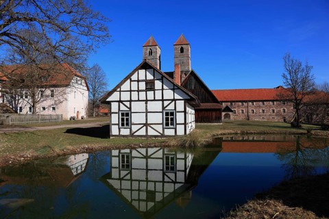 Buildings in the Henneberg Open-Air Museum in Kloster Veßra, Hildburghausen County, Thuringia,