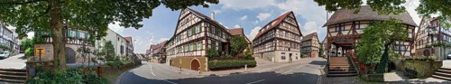Wine Town Strümpfelbach Panorama Town Hall and Half-Timbered Houses Germany