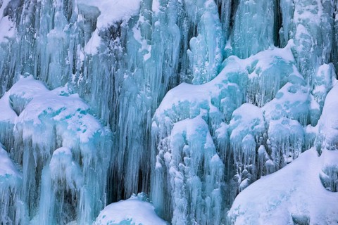 Frozen waterfall, Öxarafoss, Thingvellir National Park, Golden Circle, Sudurland, Iceland, Europe