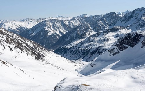 Peaks and mountains in winter, Sellraintal, Stubai Alps, Kühtai, Tyrol, Austria, Europe